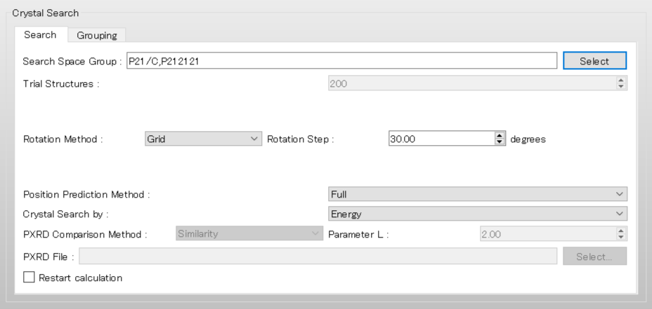 Interface Crystal Search